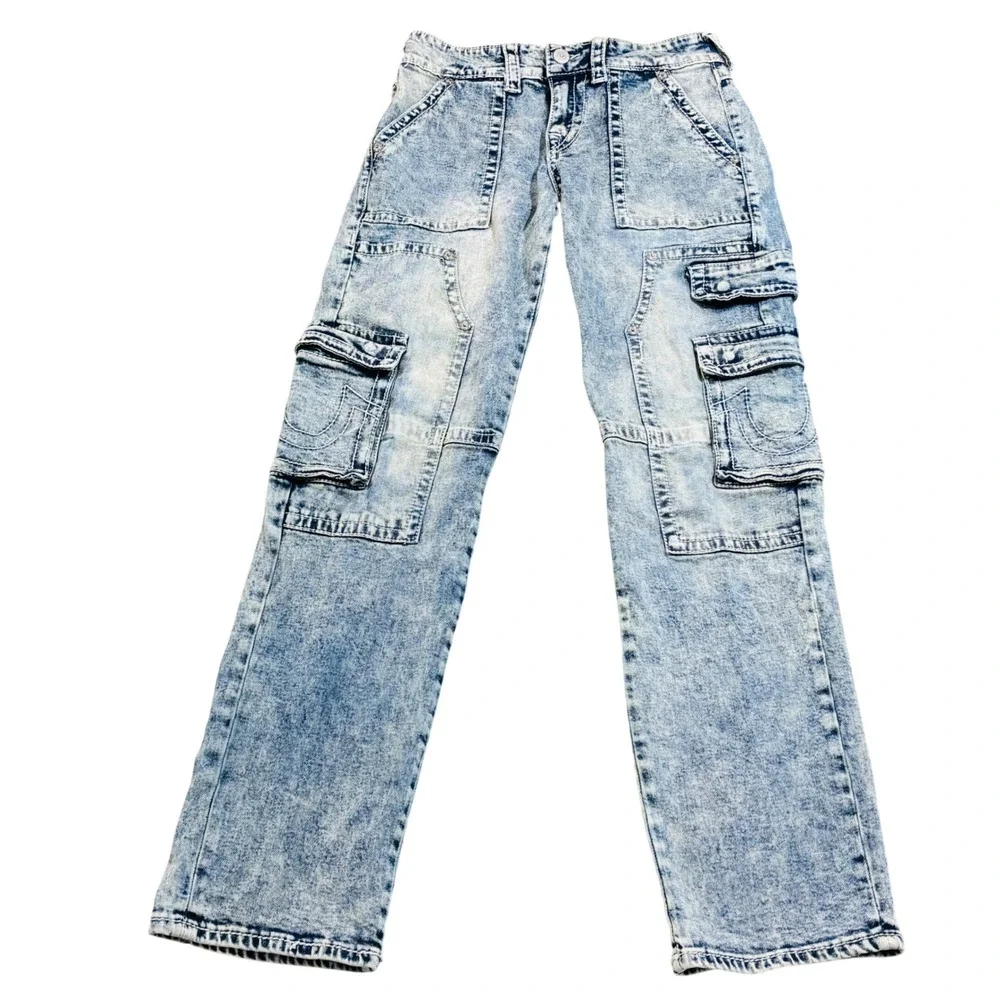 True Religion Ricki Relaxed Straight Carpenter Cargo Blue Denim Jeans 27 (4) - Picture 2 of 12
